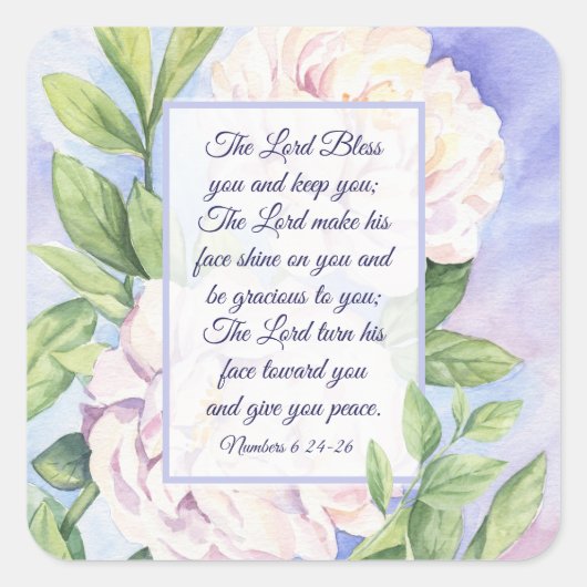 Sticker Carré Numéros 6 24-26 Le Seigneur vous bénisse Fleurs (Devant)