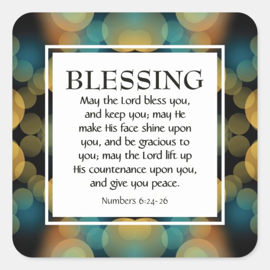 Sticker Carré Numéros 6:24-26 | QUE LE SEIGNEUR VOUS BÉNISSE (Devant)
