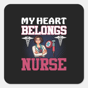 Sticker Carré Nurse Gift   My Heart Belongs Nurse