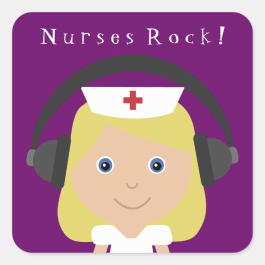 Sticker Carré Nurses Rock ! (Devant)