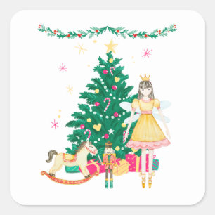 Sticker Carré Nutcracker Ballerina Noël