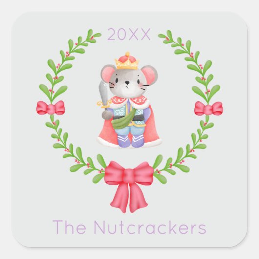 Sticker Carré Nutcracker Souris King Noël (Devant)