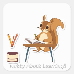 Sticker Carré Nutty Sur L'Apprentissage De L'Écureuil - Retour À