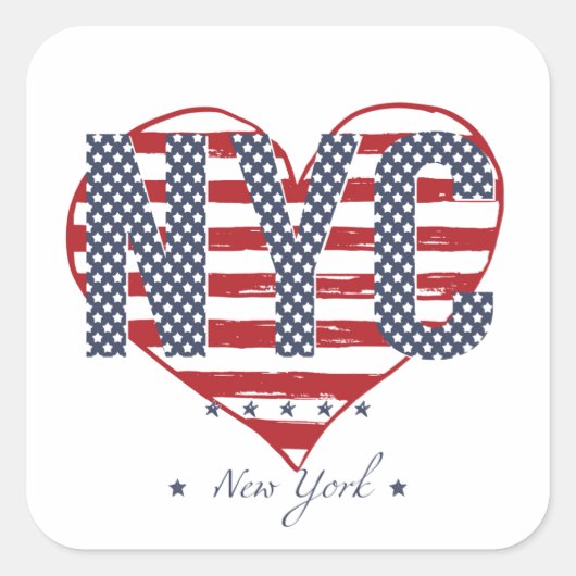 Sticker Carré NYC American Flag Heart (Devant)