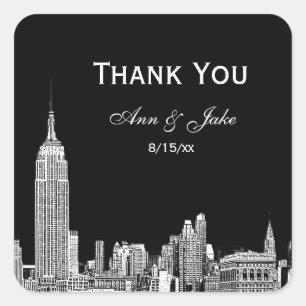 Sticker Carré NYC Skyline 01 Etched do-it-yourself BG Favor Tag 