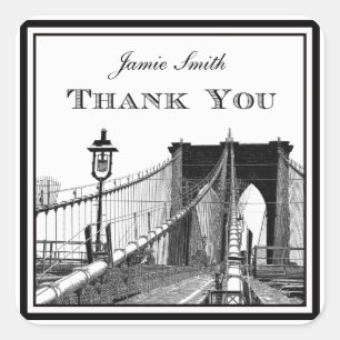 Sticker Carré NYC Skyline Brooklyn Bridge #2 Merci