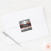 Sticker Carré NYC Skyline BW ESB Black White Stripe P Favoriser (Enveloppe)