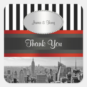 Sticker Carré NYC Skyline BW ESB Noir et Blanc Favor Tags