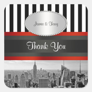 Sticker Carré NYC Skyline BW ESB Noir et Blanc Favor Tags