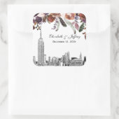 Sticker Carré NYC Skyline ESB Etch Burgundy Plum FlorMariage (Sac)