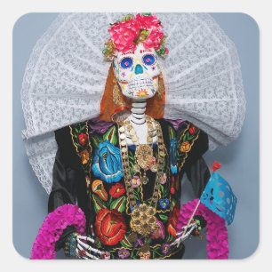 Sticker Carré Oaxaca Calavera Catrina Tehuana