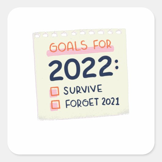 Sticker Carré Objectifs pour 2022 : Survivre, Oublier 2021 (Devant)