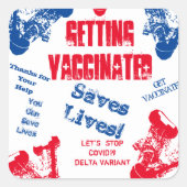 STICKER CARRÉ OBTENIR VACCINÉ (Devant)