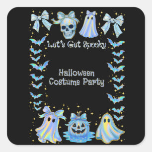 Sticker Carré Obtenons des enfants Éffrayants Halloween plié Inv
