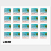Sticker Carré Ocean Beach Palm Tree Wedding Favoriser (Feuille)