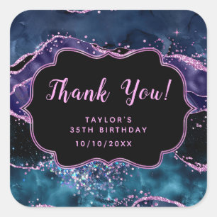 Sticker Carré Océan d'agate bleu marine violet Anniversaire Merc