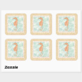 Sticker Carré Ocean Orange Seahorse (Feuille)