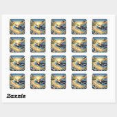 Sticker Carré Ocean View Tropical Paper Quilling Effet (Feuille)