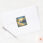 Sticker Carré Ocean View Tropical Paper Quilling Effet (Enveloppe)