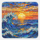 Sticker Carré Oceanic Coastal Ocean Waves Sunset   (Devant)