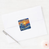 Sticker Carré Oceanic Coastal Ocean Waves Sunset   (Enveloppe)