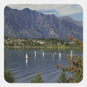 Sticker Carré Océanie, Nouvelle-Zélande, île du Sud, Queenstown.