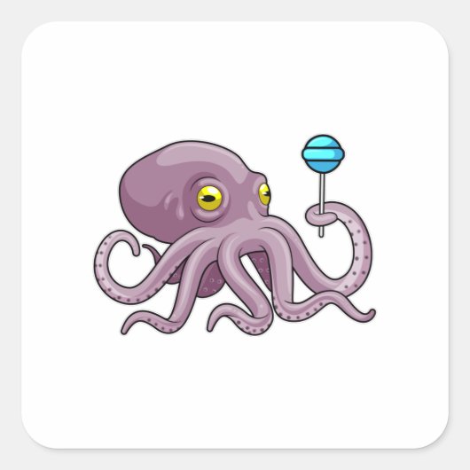 Sticker Carré Octopus avec Lollipop (Devant)