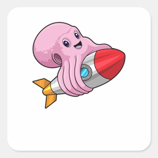 Sticker Carré Octopus avec Rocket (Devant)