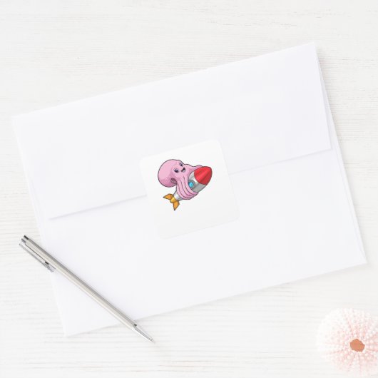 Sticker Carré Octopus avec Rocket (Enveloppe)