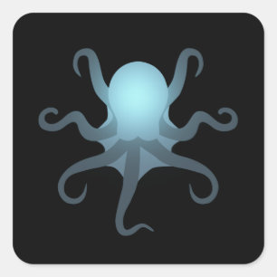 Sticker Carré octopus glow in deep ocean sea life