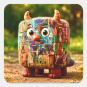 Sticker Carré Odd Friends - Patchwork Cube Monster Poster (Devant)