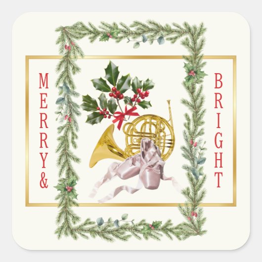 Sticker Carré Ode au décor de Noël du ballet Casse-Noisette (Devant)