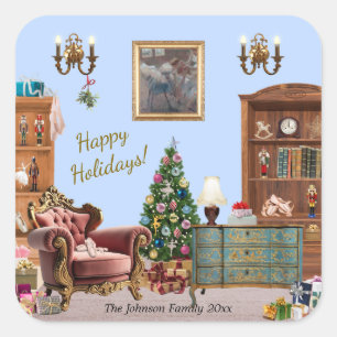 Sticker Carré Ode to the Nutcracker Ballet Blue