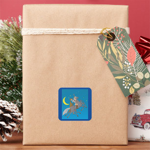 Sticker Carré Odin Riding Sleipnir Norse Mythologie Vive Dieu