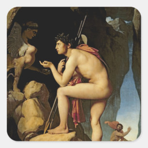 Sticker Carré Oedipus et le Sphinx, 1808