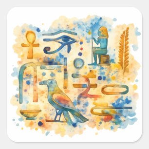 Sticker Carré Œil d'Horus et symboles de Pharaon de l'Égypte ant