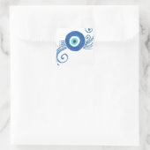 Sticker Carré oeil mal bleu arrondi (Sac)