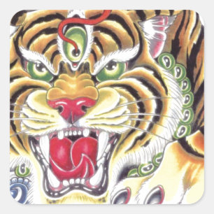 Sticker Carré Oeil tigre