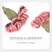 Sticker Carré Oeillets roses Luxe Moderne Floral Mariage (Devant)