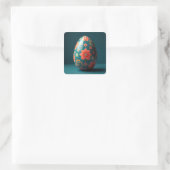 Sticker Carré Œuf de Pâques Fleur Rayée (Sac)