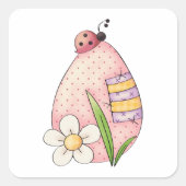 Sticker Carré OEuf de Pâques Lady Bug (Devant)