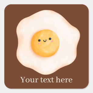 Sticker Carré oeuf Kawaii mignon ajouter du texte