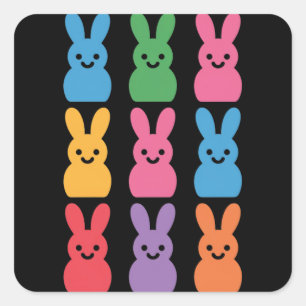 Sticker Carré Oeufs de lapin de Pâques Plaid Leopard