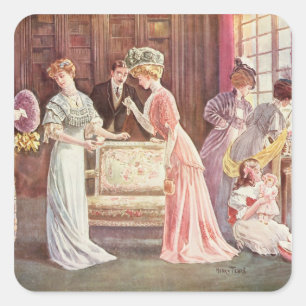 Sticker Carré Oeufs de pâques en Town, 1908