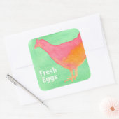 Sticker Carré Oeufs frais Carton Aquarelle Poulet (Enveloppe)