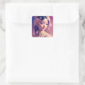 Sticker Carré Oeuvre classique d'une fille asiatique (Sac)