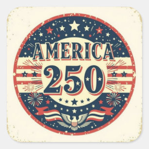 Sticker Carré Œuvre d'art America 250ème aigle chauve vintage