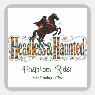Sticker Carré Œuvre d'art de Phantom Rider sans tête et hantée d