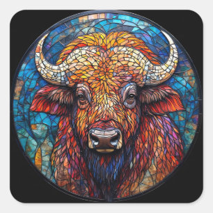 Sticker Carré Œuvre d'art en verre coloré de Buffalo