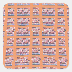 Sticker Carré Œuvre d'art unique et élégante à motif de cœur pou